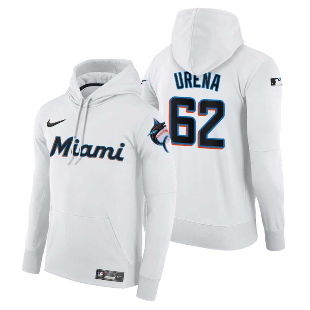 Men Miami Marlins 62 Urena white home hoodie 2021 MLB Nike Jerseys
